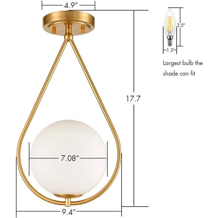Sardignia Modern Flush Mount Ceiling Light w/ Globe Ivory Glass Shade