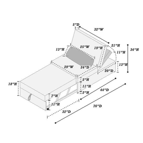 Wide-Welt Corduroy Upholstered Sleeper Sofa Chair