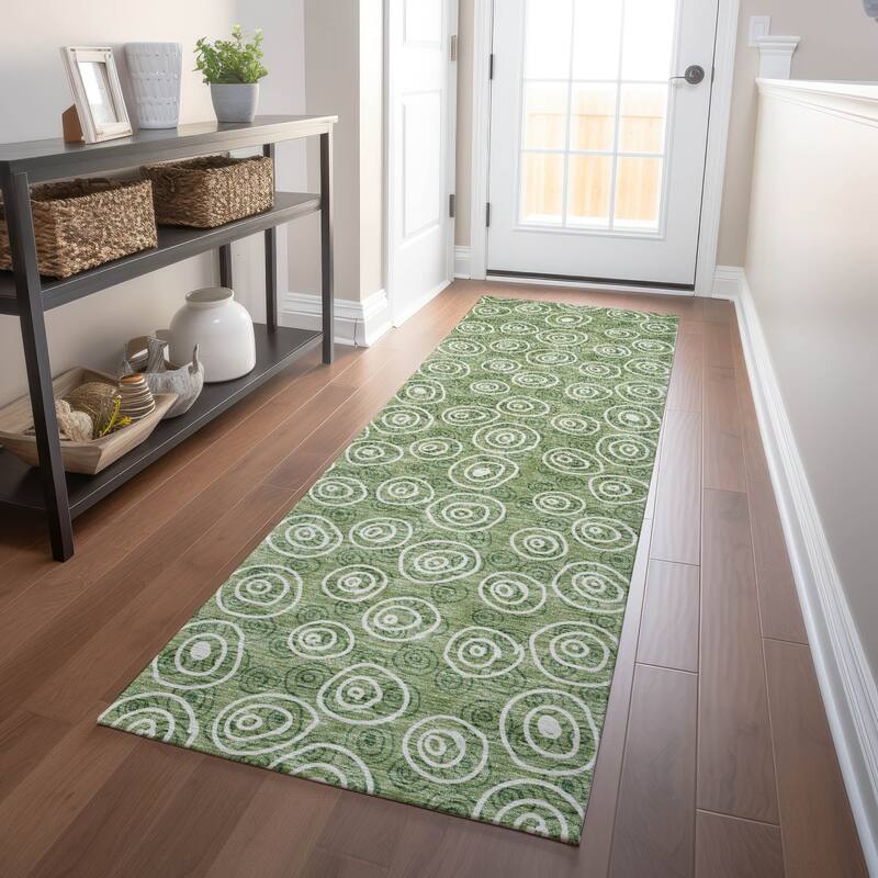 Premium Washable Super Soft Contemporary Zazzle Mayfield Rug - Green - 2' 3" x 7' 6" - Runner