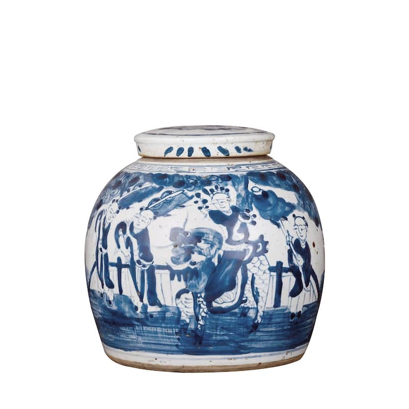 Vintage Ming Jar Enchanted Children Motif - Small