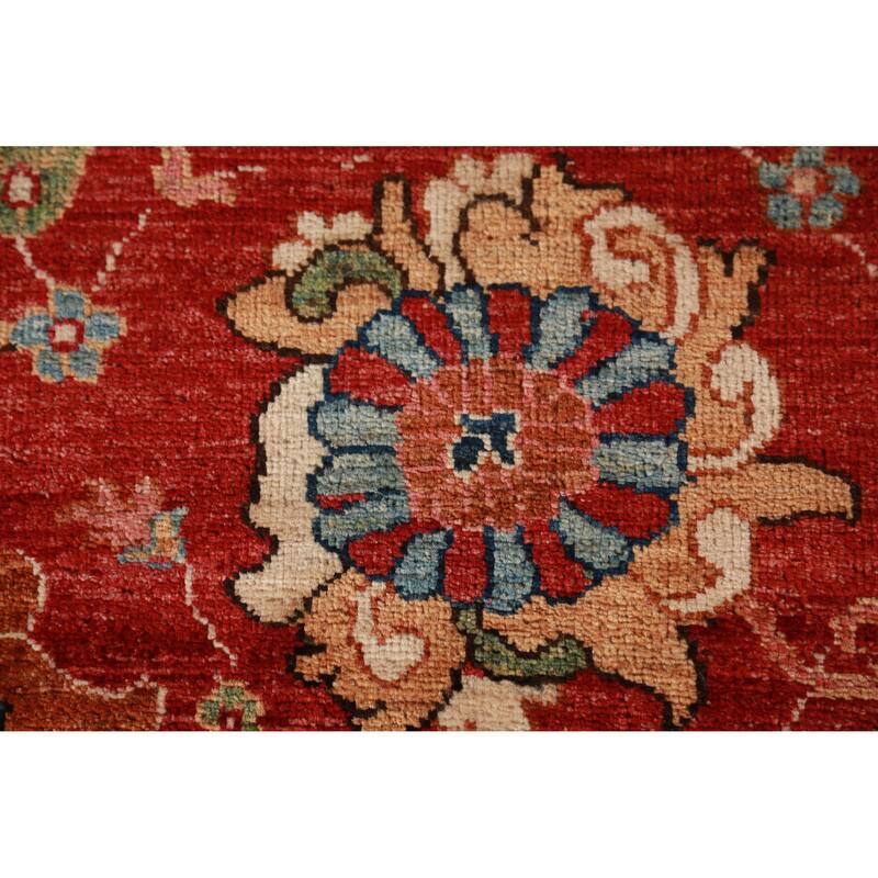 Vegetable Dye Floral Red Ziegler Oriental Rug Hand-Knotted Wool Carpet - 5'1"x 6'7"