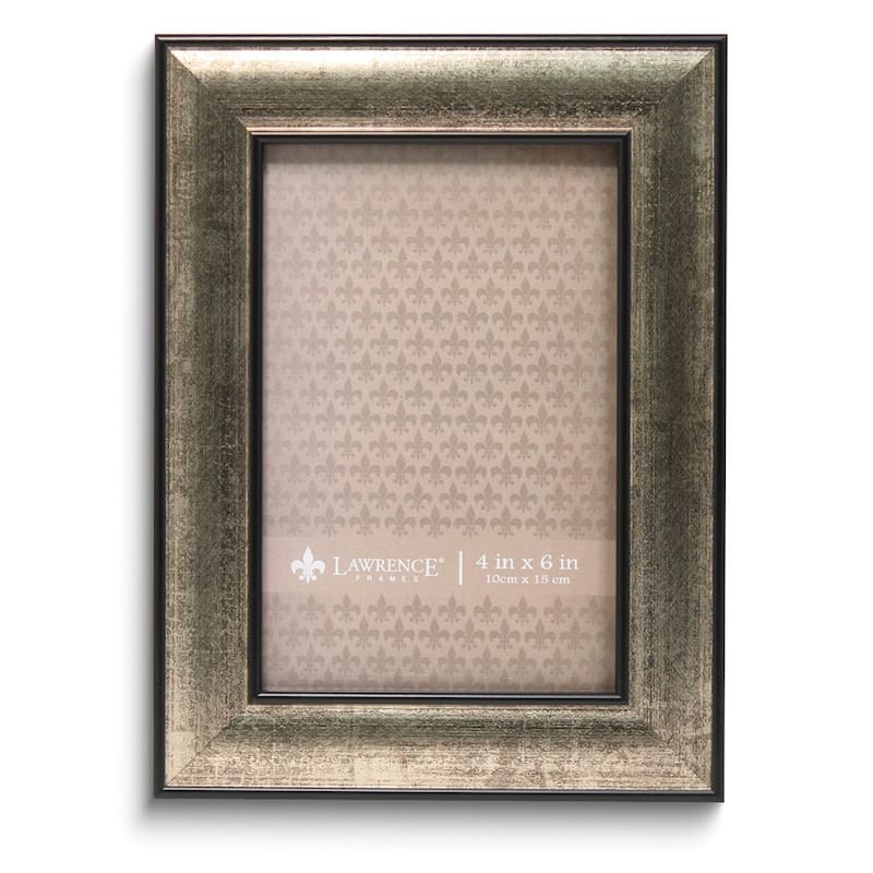 Curata 4x6 Domed Burnished Silver and Black Polystyrene Picture Frame