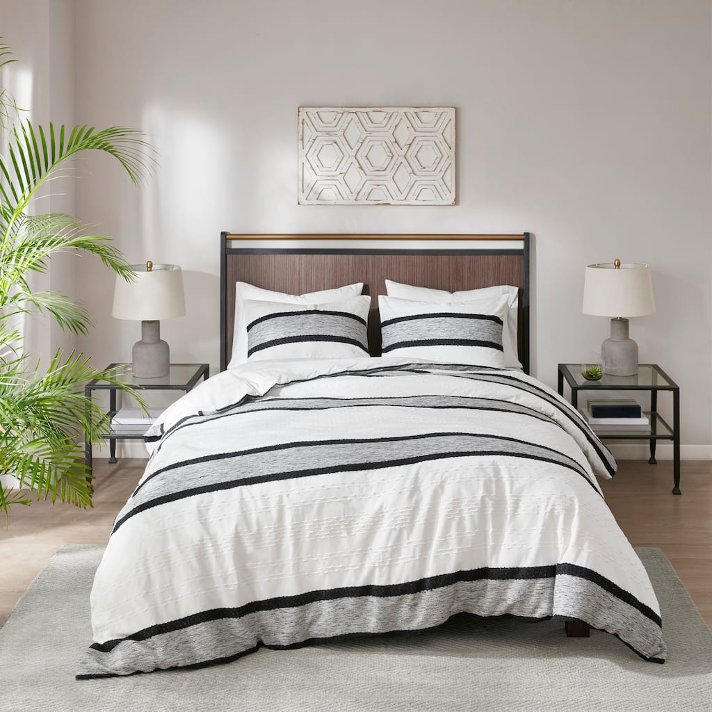 INK+IVY Cole Black/ White Cotton Jacquard Comforter Set