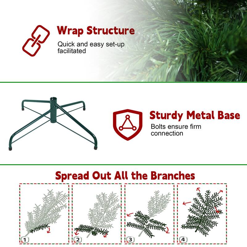 5FT Green Pencil Christmas Tree with 100 Warm White LED Lights-Slim PVC Tree with 263 Tips, Compact Design, Stable Metal Stand