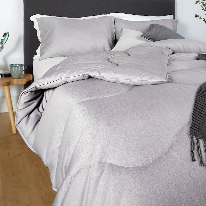 Herringbone Storm Gray All-In-One Duvet Comforter - Twin