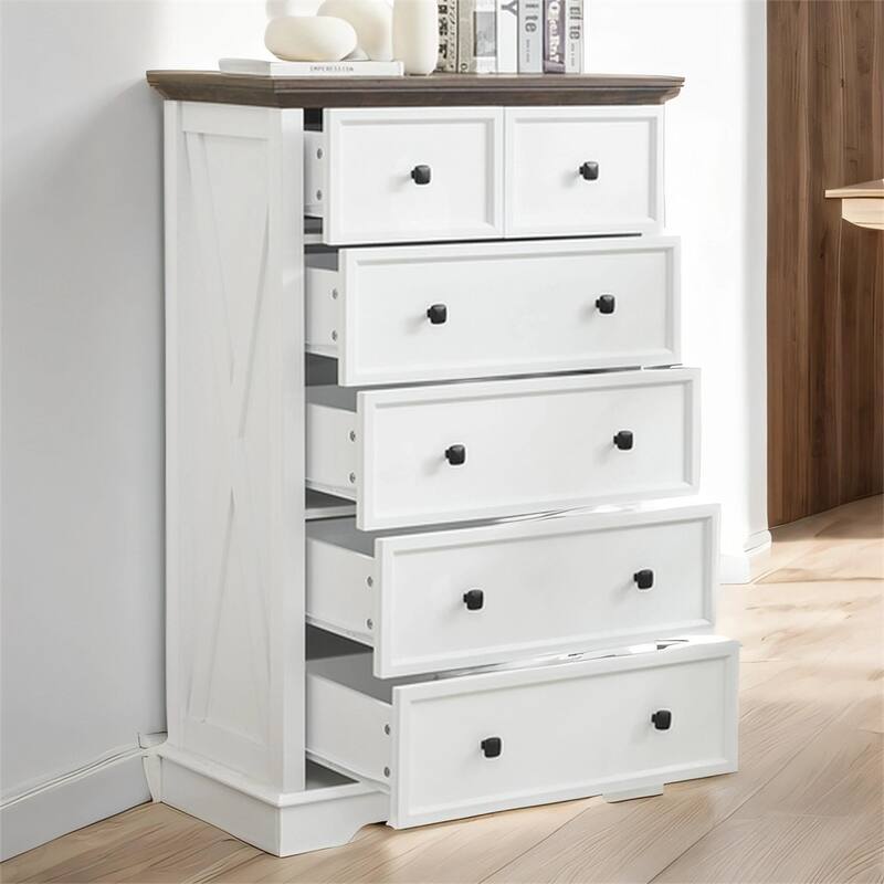 Modern Wood Dresser with 6 Drawer and Metal Slide Rails