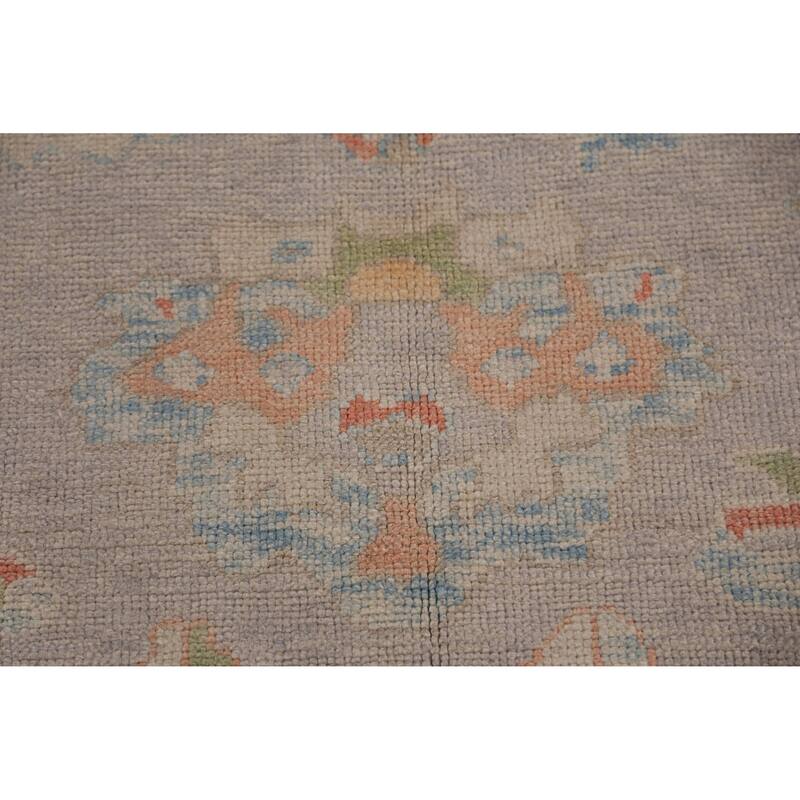 Hand Knotted Oriental 100% Wool Carpet Transitional All-Over Purples Oushak Area Rug - 9' 9'' X 7' 11''