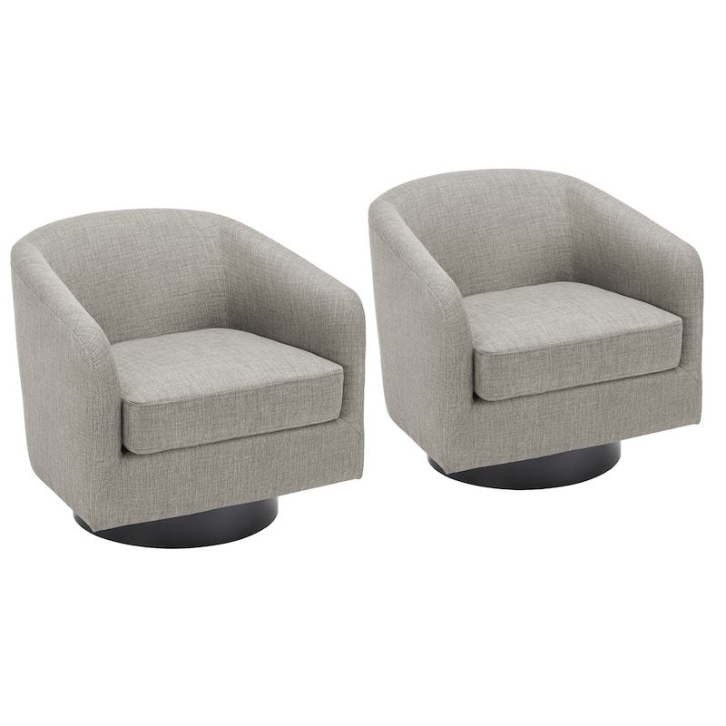 Modern Round Swivel Accent Chair Set of 2 Barrel Chair for Living Room