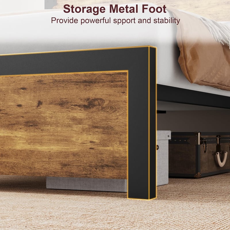 Bed Frame with with Wood Headboard