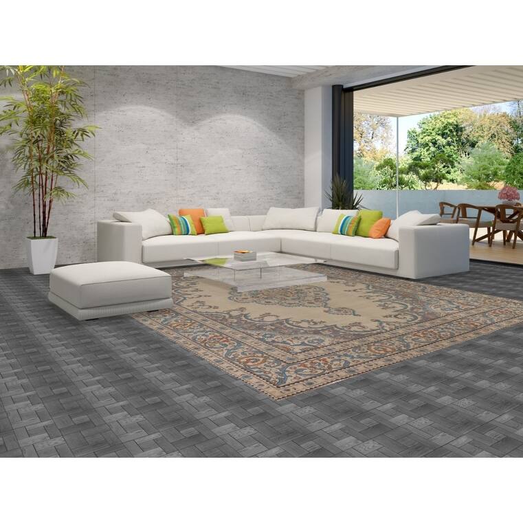 Tabriz Persian Vintage Area Rug Hand-Knotted Bedroom Wool Carpet - 10'0" x 12'8"