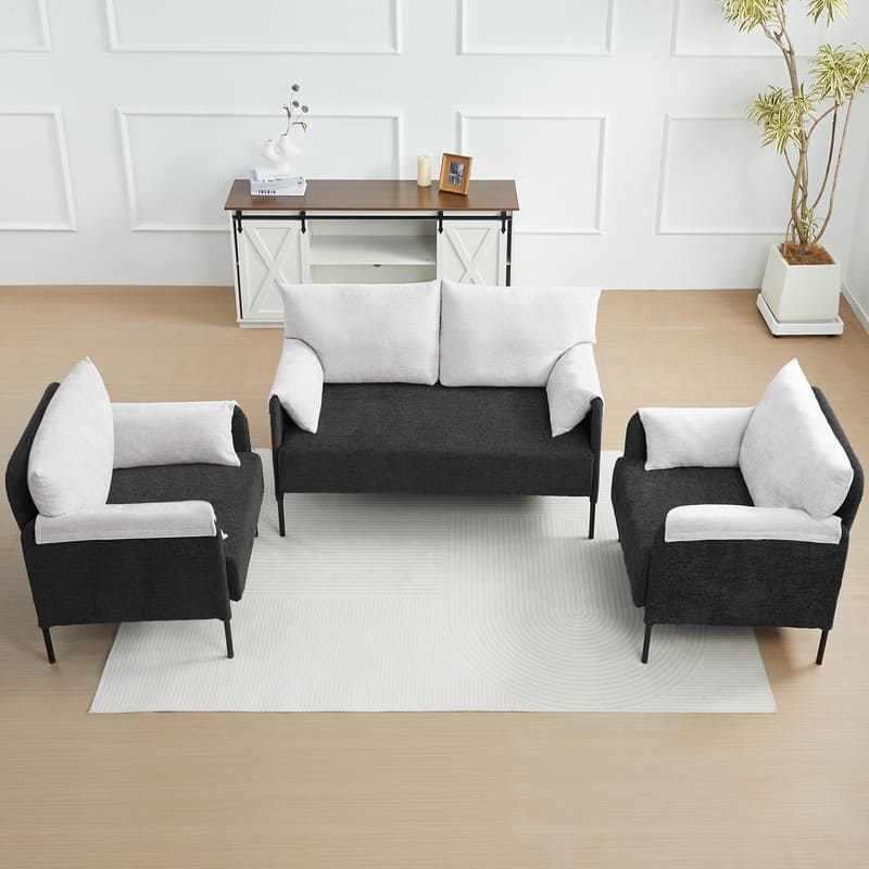 Two-Tone Loveseat Sofa with Wrapped Armrests