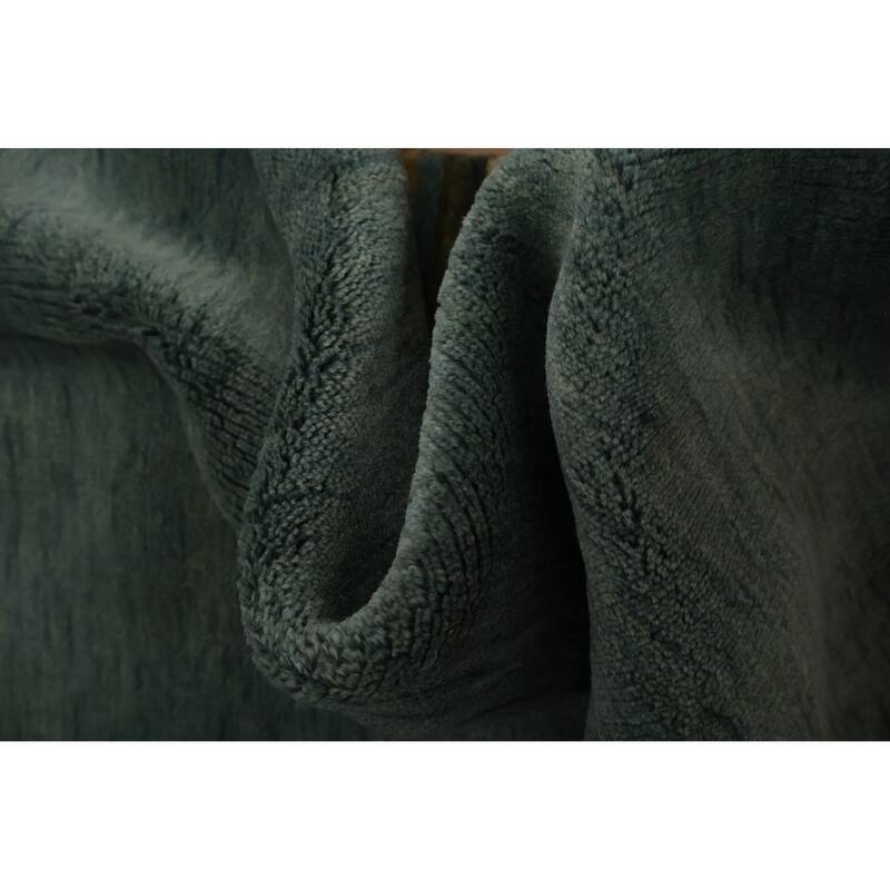 Hand Knotted Oriental 100% Wool Carpet Modern Geometric Green Gabbeh Area Rug - 5' 7'' X 3' 5''