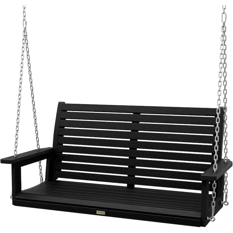 WINSOON 55" All Weather HIPS Outdoor Porch Swing - Black