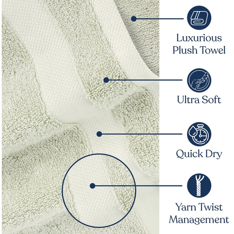 Delara Organic Cotton Luxuriously Plush Bath Towel 10 Piece Set | GOTS & OEKO-TEX Certified | 650 GSM Long Staple