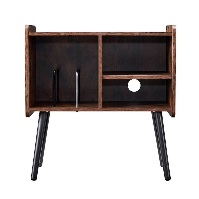 Record Player Stand with Vinyl Storage, Adjustable Turntable Cabinet - 25.98 x 13.86 x 26.97 inch