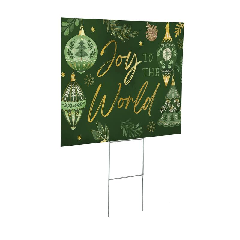 Shades of Green Yard Sign - "Joy To The World" - 24" x 18" - Multicolor