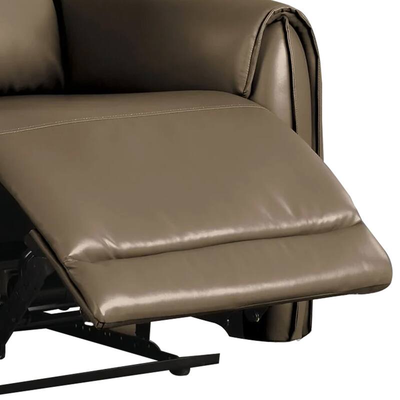 Sily Power Recliner Chair, Light Brown Faux Leather, Contoured Arms