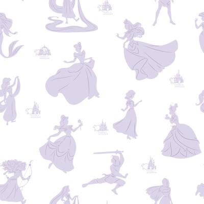 Disney 100th Anniversary Princesses Purple Peel and Stick Wallpaper