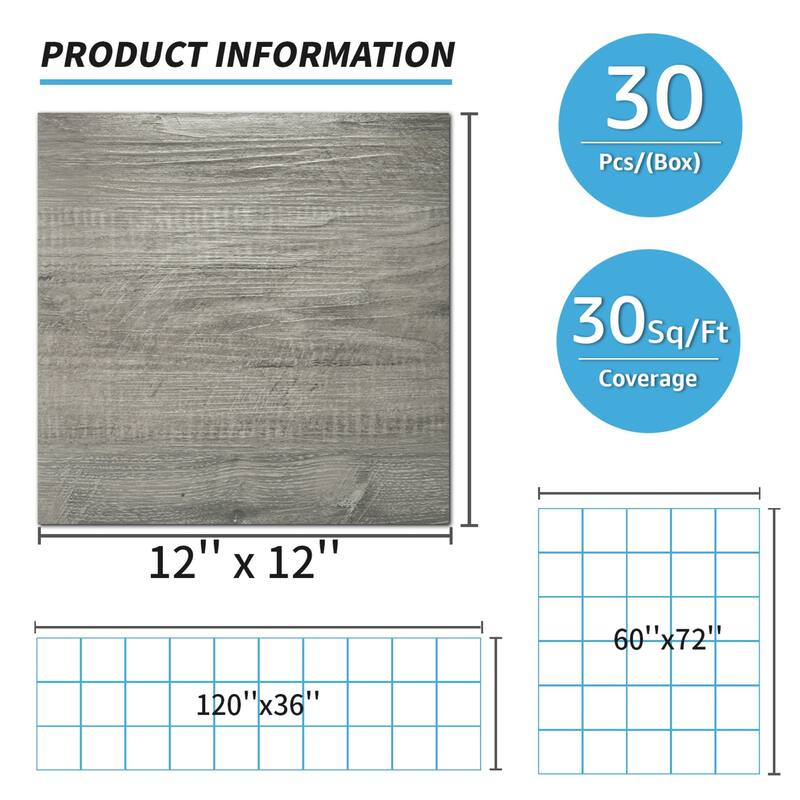Art3d 12'' X 12'' Wood-Look Peel and Stick Vinyl Floor Tiles,30 Pcs,30 sqft