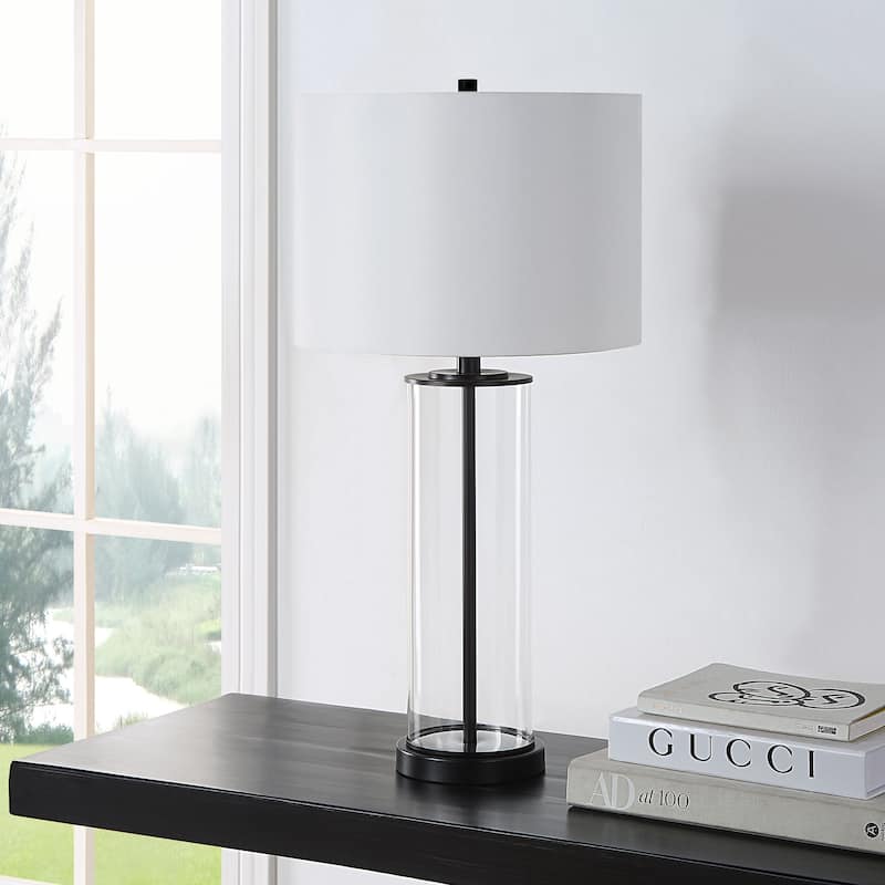 Everren Desdemona 28" Length Table Lamp- Set of two, Clear and Matte black