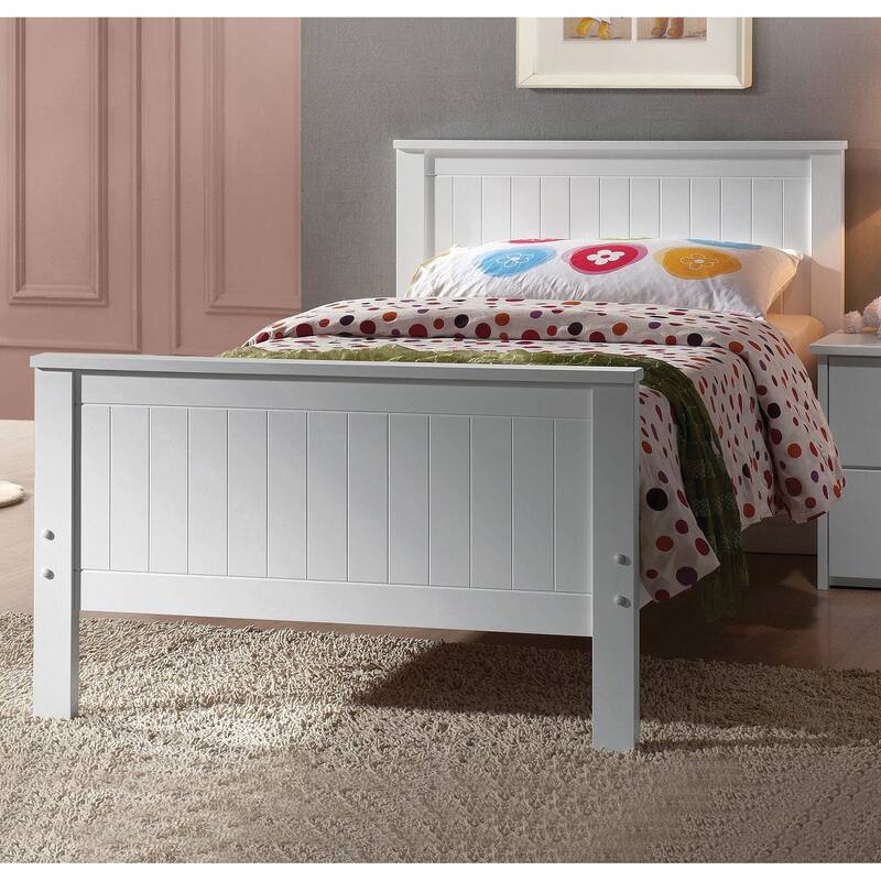 Wooden Twin Bed In White Finish