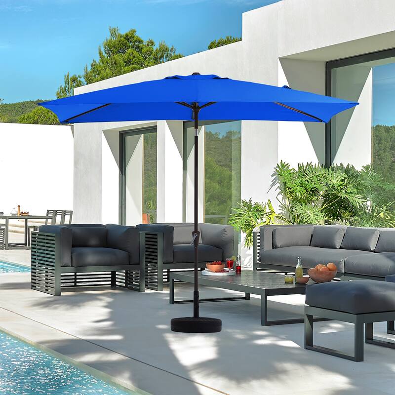 6.5*10ft Rectangular Patio Market Umbrella with Crank & Tilt, UV & Water-Resistant Canopy