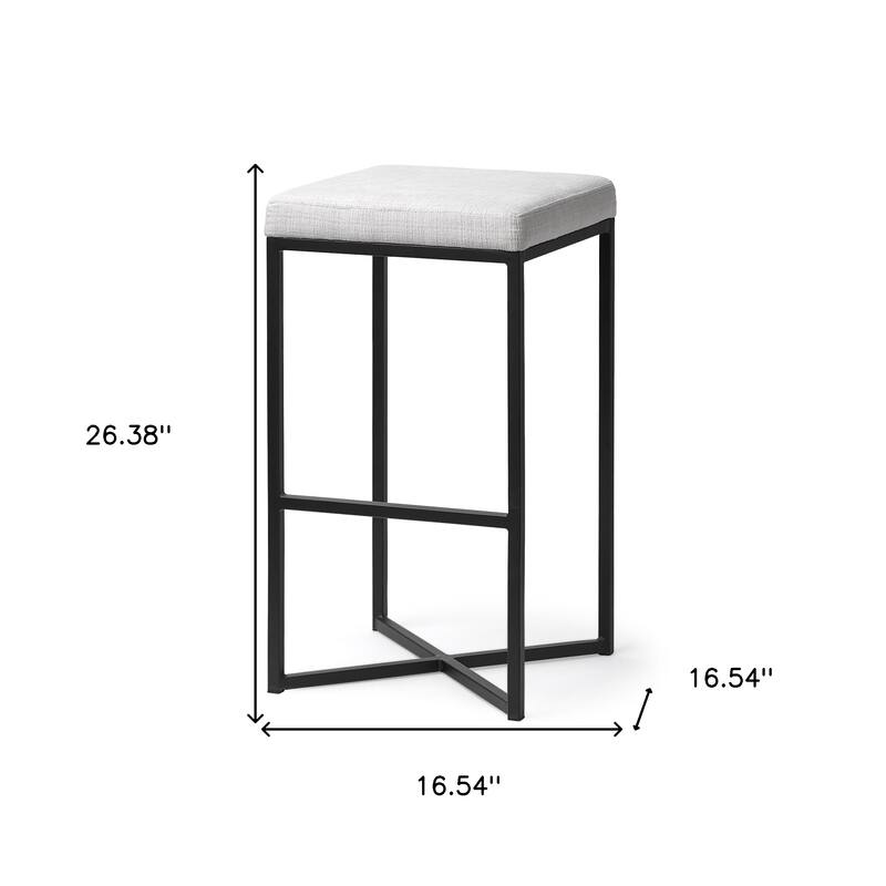 HomeRoots 30" White and Black Iron and Fabric Backless Bar Height Bar Chair