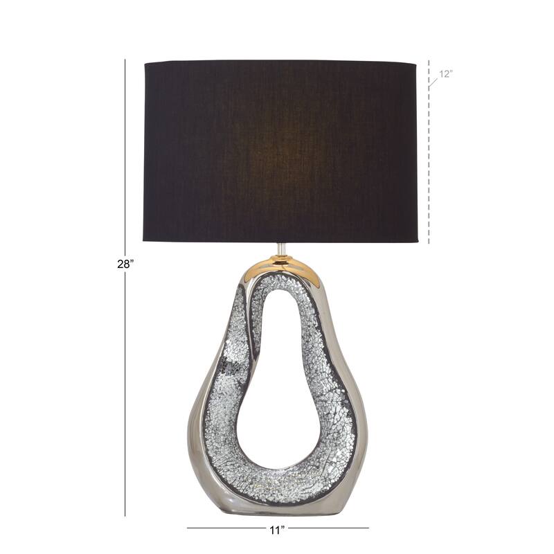 Ceramic Tear Drop Room Table Lamp with Mosaic Mirror - Silver - Roche River Decor