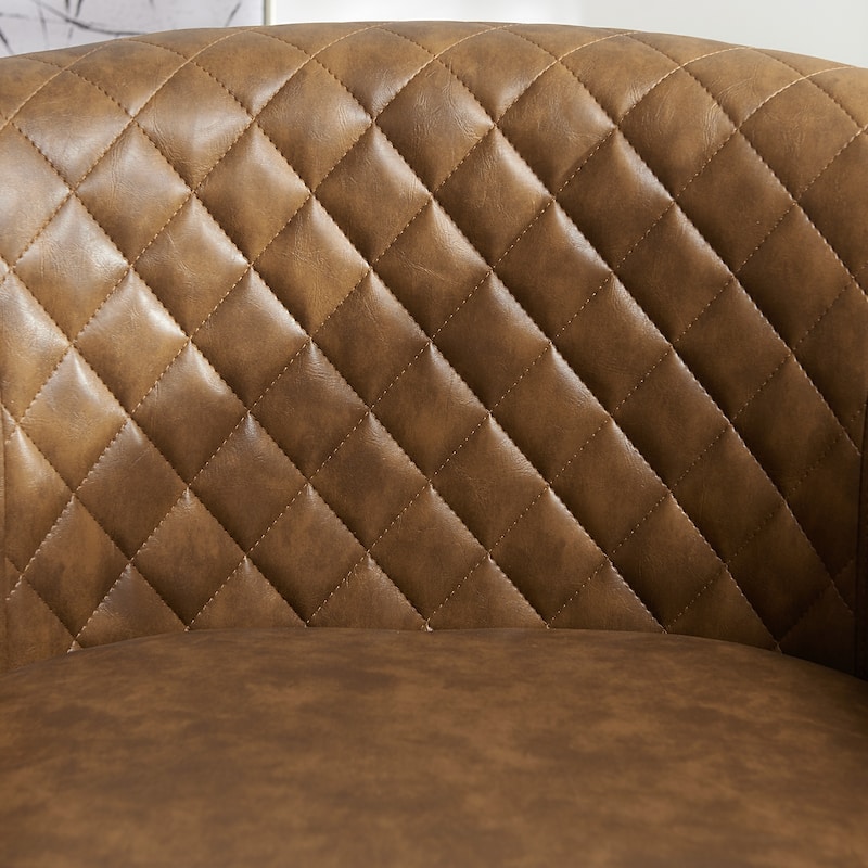 KINWELL 29" Wide Tufted PU Leather Swivel Barrel Chair (Set of 2)