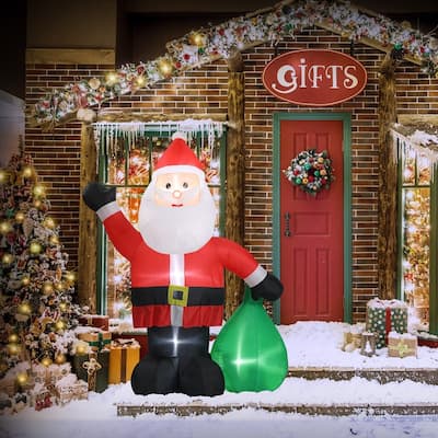 6 FT Lighted Christmas Santa Claus with Large Gift BagInflatable Decoration