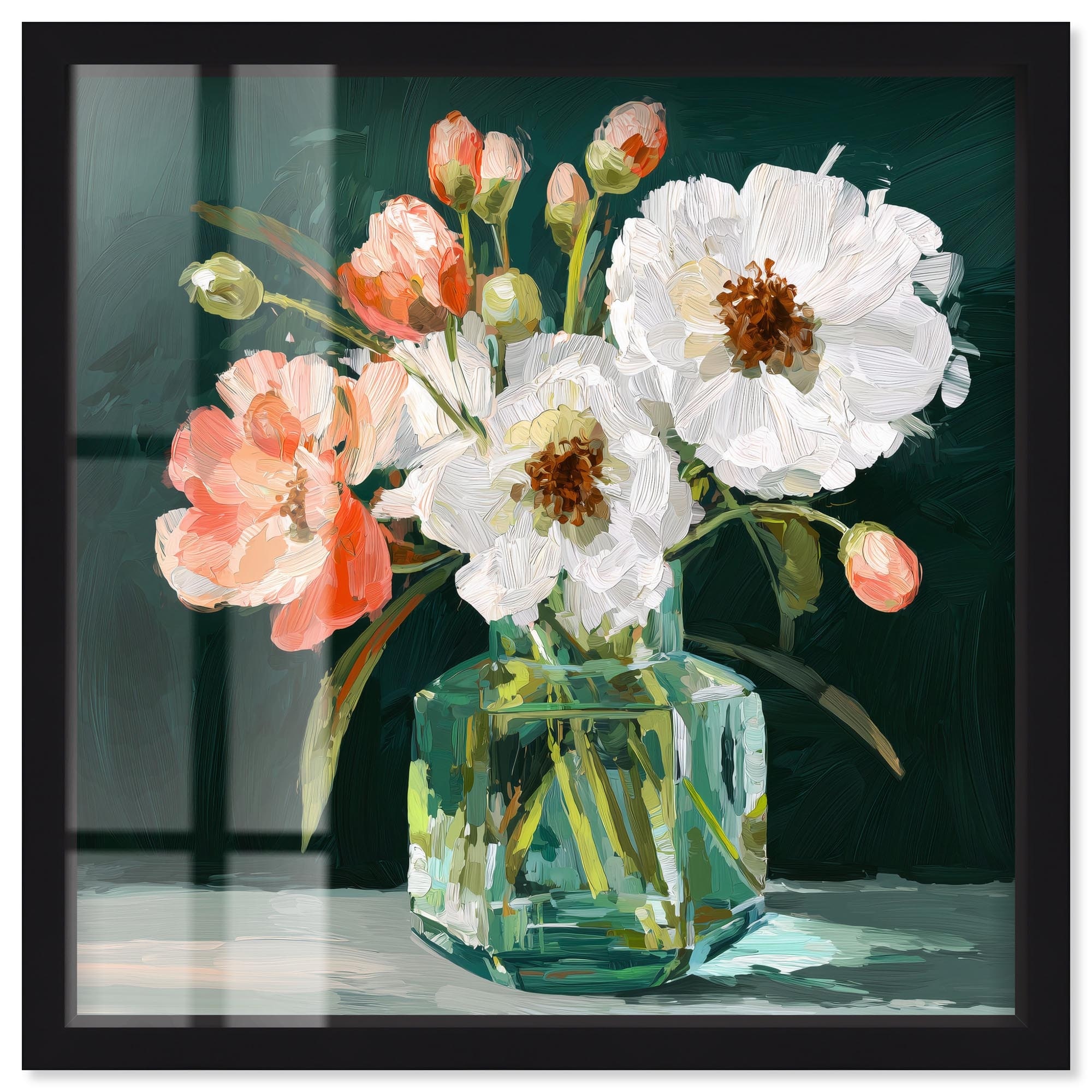 Glass Poppies II Floral Wall Decor Shadowbox Print by Art Remedy