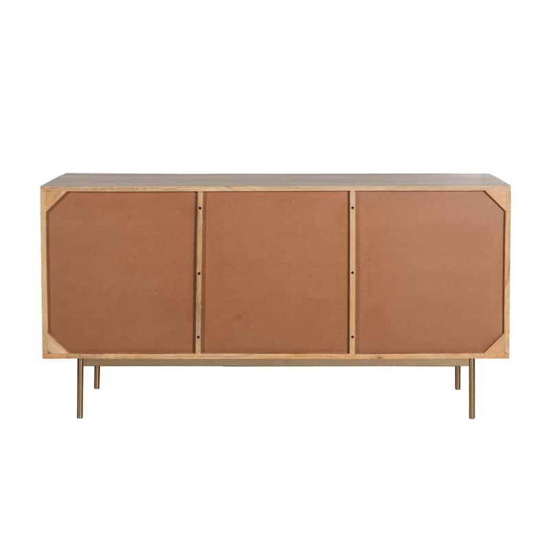 Curtis 3-Door Solid Wood with Natural Woven Cane Sideboard
