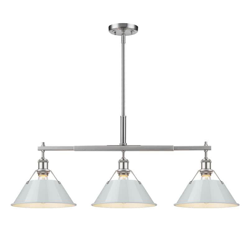 Yep by Golden Lighting Orwell 3-light Island Light in Pewter and Dusky Blue shade - Silver