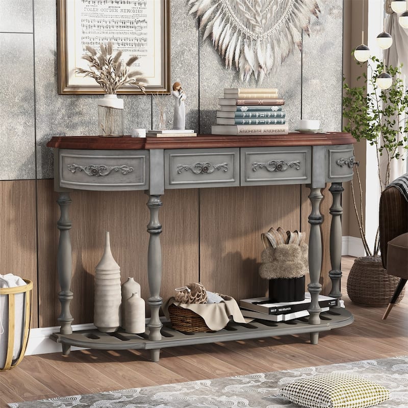 Merax Curved Console Table with 4 Drawers and 1 Shelf