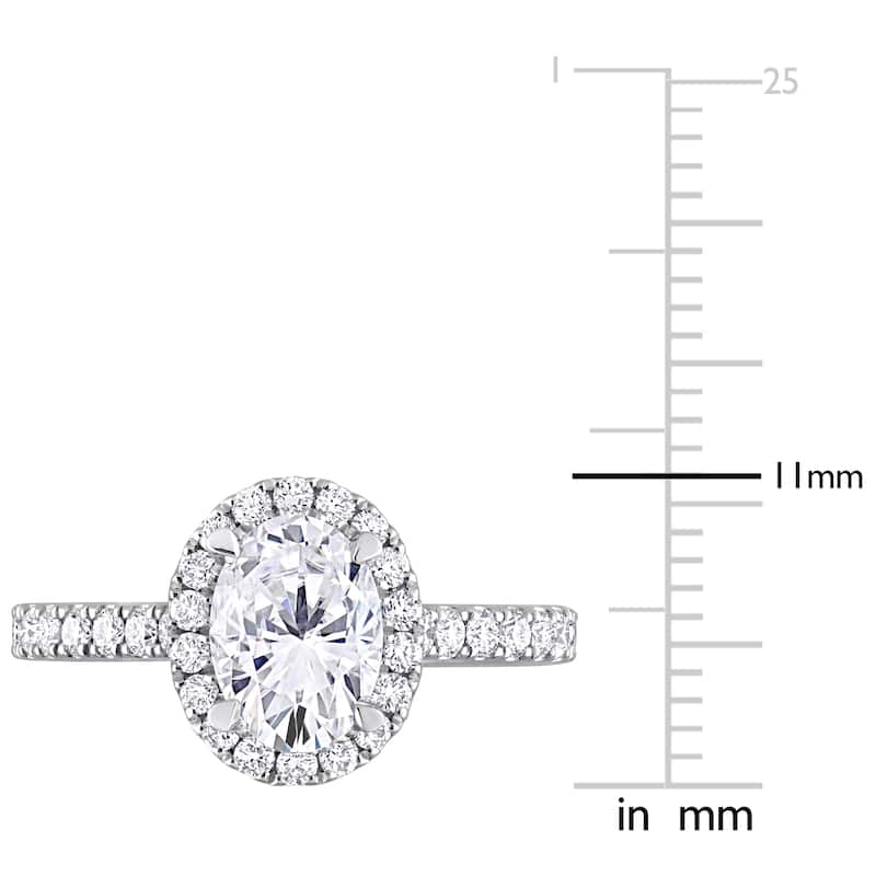 2ct TDW Oval-Cut Lab-Grown Diamond with Tsavorite Accent Halo Engagement Ring in 14k White Gold