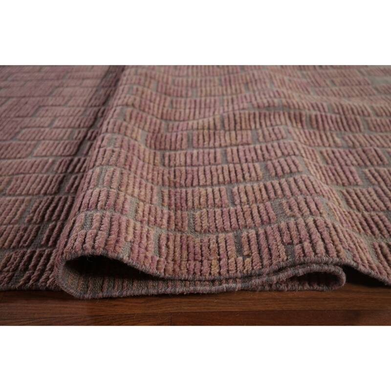 All-Over Pink Moroccan Oriental Large Area Rug Handmade Wool Carpet - 11'8"x 17'9"