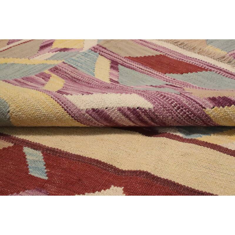 Hand Woven Oriental 100% Wool Carpet Southwestern Tribal Multi-Colored Kilim Area Rug - 9' 1'' X 5' 11''