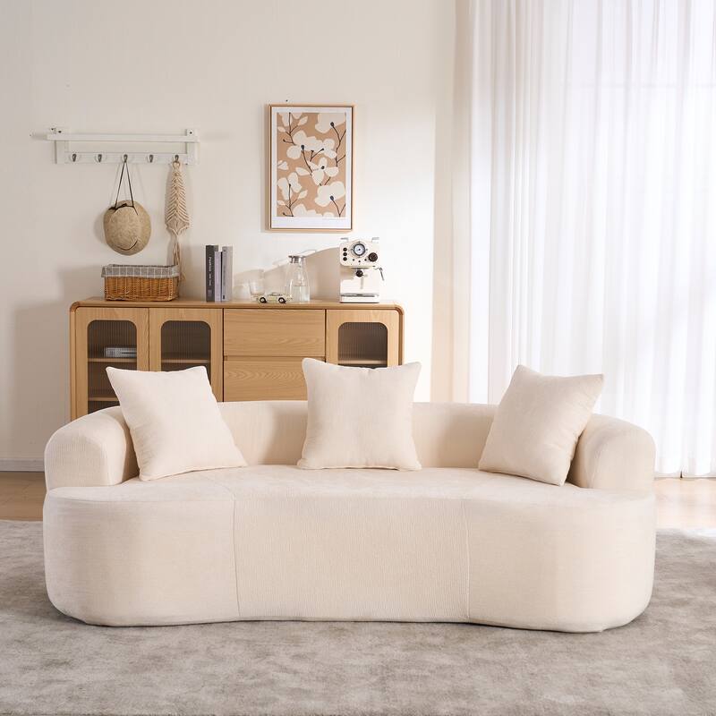 GDFStudio - Crescent-Shaped 67" Chenille Sofa with Self-Inflating Foam and Modular Design