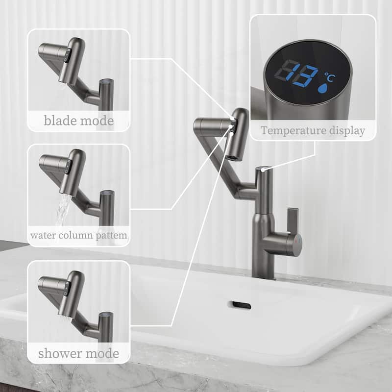 Bathroom Sink Faucet with Temperature Display