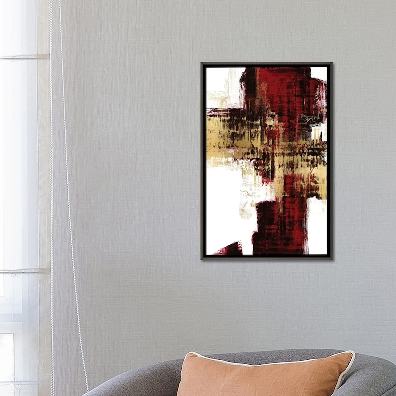 iCanvas "Kinetic Gold on Red I" by Alex Wise Framed