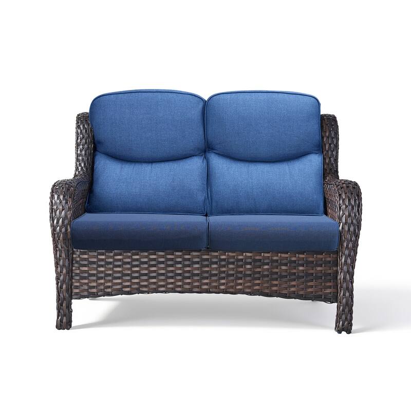 Pocassy Outdoor 2 Person Sofa Patio Loveseat with Comfy Cushions