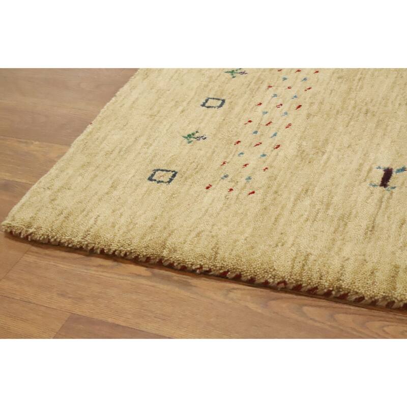 Hand Knotted Oriental 100% Wool Carpet Tribal Animal Pictorial Yellow & Gold Gabbeh Area Rug - 5' 6'' X 3' 6''