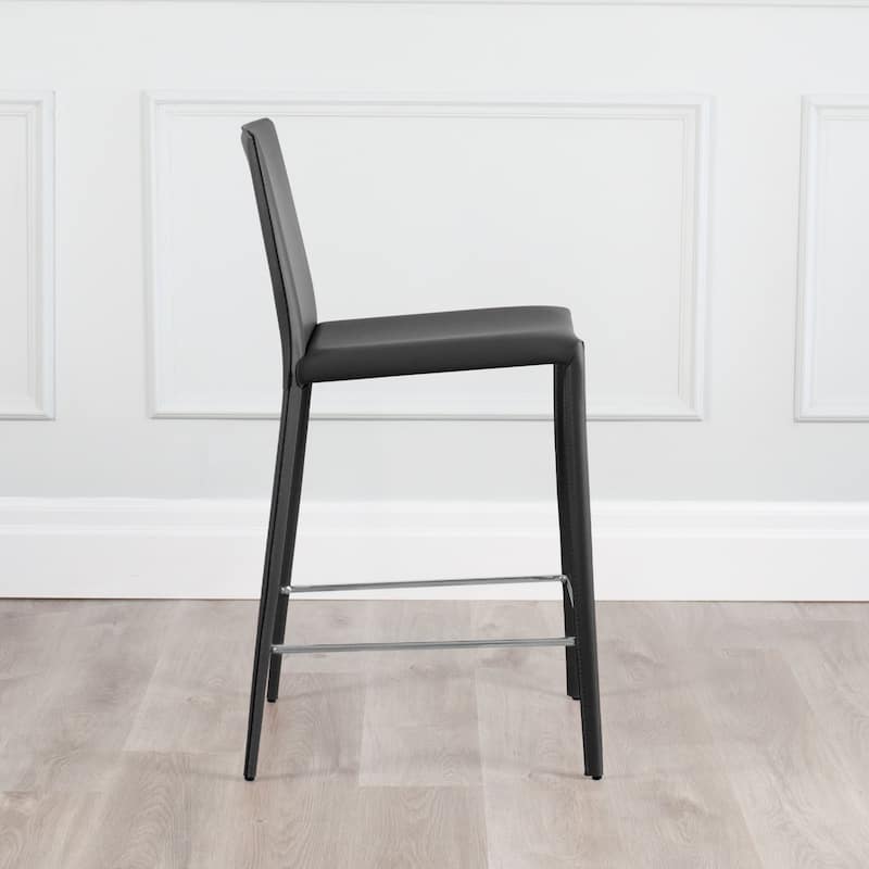 Prima Modern Leather & Metal Counter Stool - Contract Grade