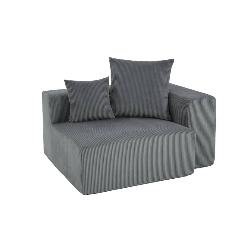 Corduroy Upholstered Modular Sectional Sofa with Ottoman