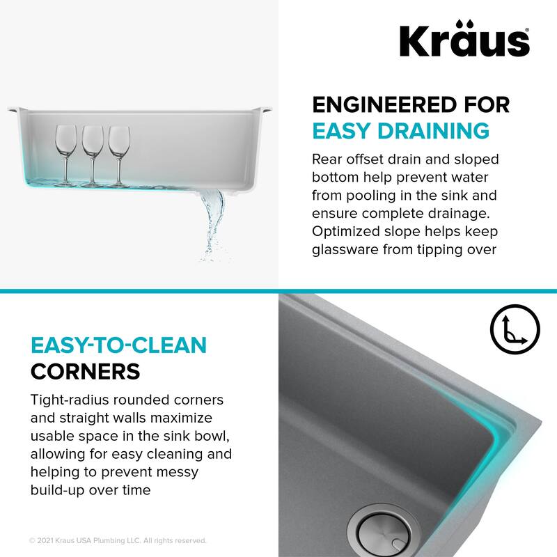 KRAUS Bellucci Workstation Undermount Granite Composite Kitchen Sink
