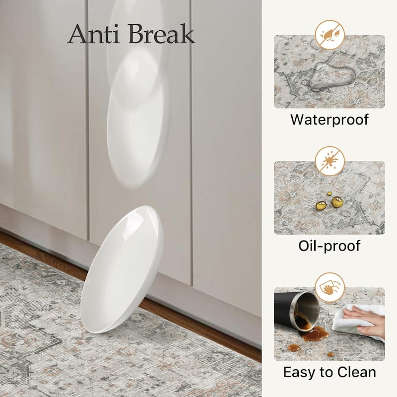 Mcow Harmony Multicolor Floral Boho Anti-Fatigue Memory Foam Kitchen Mat Set