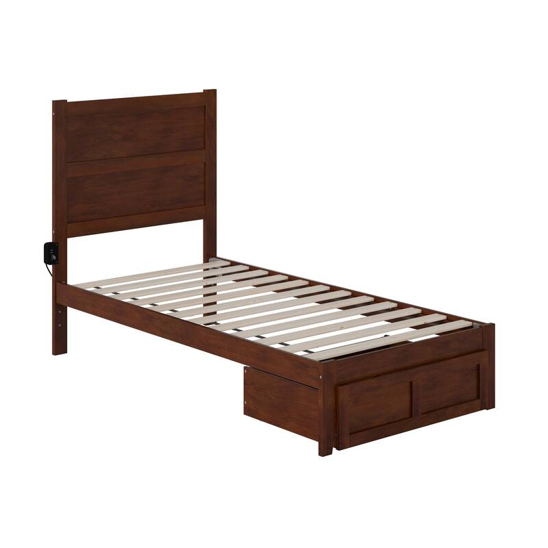 NoHo Twin Bed with Foot Drawer in Walnut