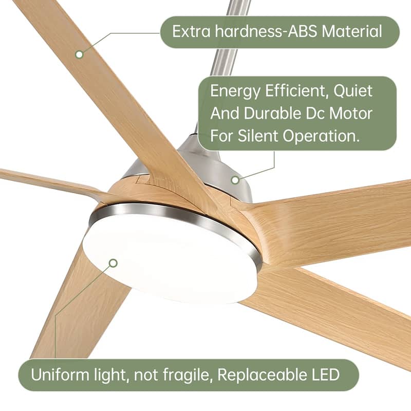 52" Modern Dimmable LED Nickel Ceiling Fan with Light Kit and Remote Included