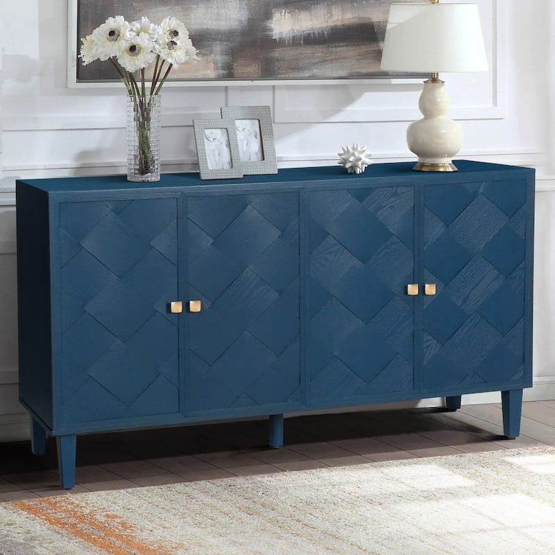 Christopher Knight Home - Elias 59.8" Sideboard with Solid Wood Legs and Ample Storage - NAVY BLUE