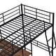 preview thumbnail 10 of 28, Artsy Twin Size Metal Loft Bed and Built-in Desk and Shelves, Black
